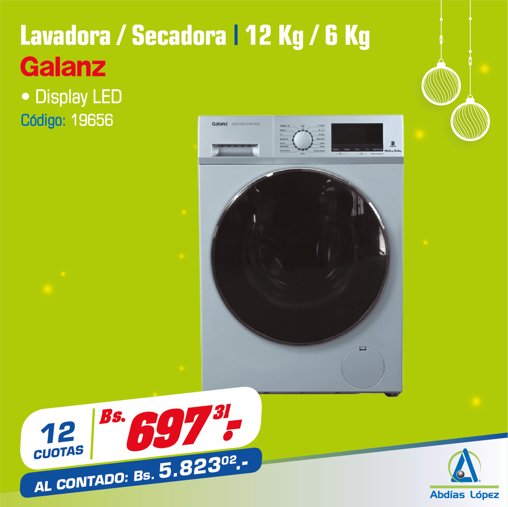 LAVADORA/SECADORA DE 12/6KG GRIS INVERTER GALANZ P-XQG120-DT614VE