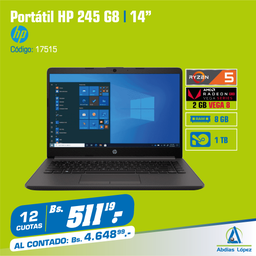 [I-17515] PORTATIL HP 245 G8 (2Q6EOLT) RYZEN 5 3500U 8GB 1TB 2GBVID 14 P-2Q6EOLT