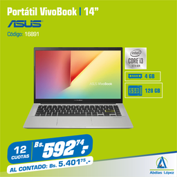 [I-16891] PORTATIL ASUS VIVOBOOK INTEL CORE I3 4GB RAM P-R564JA-UH31T